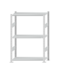 Fachbodenregal Stecksystem, Grundregal, beidseitig nutzbar, H1500xB1000xT400 mm, 3 Fachböden, Fachlast 150 kg, RAL 7035 lichtgrau