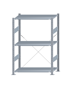 Fachbodenregal Stecksystem, Grundregal, einseitig nutzbar, H1500xB1000xT500 mm, 3 Fachböden, Fachlast 150 kg, sendzimirverzinkt