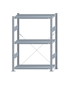 Fachbodenregal Stecksystem, Grundregal, einseitig nutzbar, H1500xB1000xT400 mm, 3 Fachböden, Fachlast 250 kg, sendzimirverzinkt