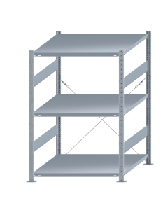 Fachbodenregal Stecksystem, Grundregal, einseitig nutzbar, H1500xB1000xT1000 mm, 3 Fachböden, Fachlast 250 kg, sendzimirverzinkt