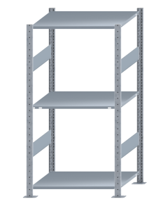 Fachbodenregal Stecksystem, Grundregal, beidseitig nutzbar, H1500xB750xT600 mm, 3 Fachböden, Fachlast 150 kg, sendzimirverzinkt