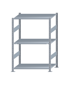 Fachbodenregal Stecksystem, Grundregal, beidseitig nutzbar, H1500xB1000xT600 mm, 3 Fachböden, Fachlast 150 kg, sendzimirverzinkt