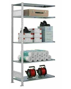 Fachbodenregal Stecksystem, Anbauregal, beidseitig nutzbar, H1000xB750xT300 mm, 2 Fachböden, Fachlast 85 kg, RAL 7035 lichtgrau