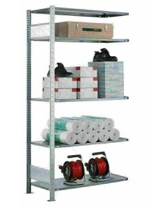 Fachbodenregal Stecksystem, Anbauregal, beidseitig nutzbar, H1000xB1000xT500 mm, 2 Fachböden, Fachlast 150 kg, sendzimirverzinkt