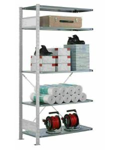 Fachbodenregal Stecksystem, Anbauregal, einseitig nutzbar, H1500xB1000xT300 mm, 3 Fachböden, Fachlast 250 kg, RAL 7035 lichtgrau