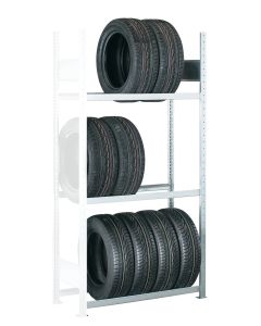 Räder-/Reifenregal, Anbauregal, H4500xB1050xT400 mm, Fachlast 150 kg, Feldlast 2000 kg, verzinkt