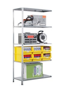 SCHULTE Schraubregal - Fachbodenregale Schraubsystem, Anbauregal, beidseitig nutzbar, H2000xB1000xT300 mm, 5 Fachböden, Fachlast 150 kg, RAL 7035 lichtgrau