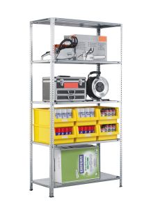 SCHULTE Schraubregal - Fachbodenregale Schraubsystem, Grundregal, beidseitig nutzbar, H2500xB1300xT600 mm, 6 Fachböden, Fachlast 150 kg, sendzimirverzinkt