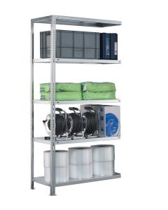 SCHULTE Schraubregal - Fachbodenregale Schraubsystem, Anbauregal, beidseitig nutzbar, H2000xB1300xT600 mm, 5 Fachböden, Fachlast 250 kg, sendzimirverzinkt