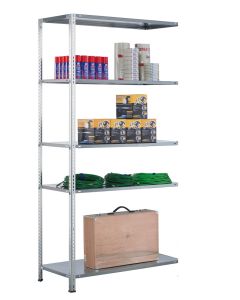 SCHULTE Schraubregal - Fachbodenregale Schraubsystem, Anbauregal, beidseitig nutzbar, H2500xB1000xT300 mm, 6 Fachböden, Fachlast 85 kg, RAL 7035 lichtgrau