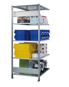 SCHULTE Steckregal, Fachbodenregale Stecksystem, Anbauregal, beidseitig nutzbar, H3000xB1000xT300 mm, 7 Fachböden, Fachlast 85 kg, RAL 5010 enzianblau / verzinkt