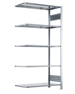 SCHULTE Steckregal, Fachbodenregale Stecksystem, Anbauregal, einseitig nutzbar, H2000xB750xT800 mm, 5 Fachböden, Fachlast 150 kg, RAL 7035 lichtgrau
