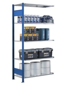 SCHULTE Steckregal, Fachbodenregale Stecksystem, Anbauregal, beidseitig nutzbar, H2750xB750xT600 mm, 6 Fachböden, Fachlast 150 kg, RAL 5010 enzianblau / verzinkt