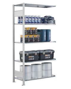 SCHULTE Steckregal, Fachbodenregale Stecksystem, Anbauregal, beidseitig nutzbar, H1800xB750xT300 mm, 4 Fachböden, Fachlast 150 kg, RAL 7035 lichtgrau