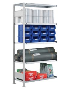 SCHULTE Steckregal, Fachbodenregale Stecksystem, Anbauregal, beidseitig nutzbar, H2750xB1000xT300 mm, 6 Fachböden, Fachlast 250 kg, RAL 7035 lichtgrau