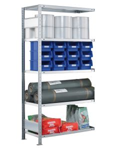 SCHULTE Steckregal, Fachbodenregale Stecksystem, Anbauregal, beidseitig nutzbar, H1800xB1000xT300 mm, 4 Fachböden, Fachlast 250 kg, sendzimirverzinkt
