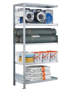 SCHULTE Steckregal, Fachbodenregale Stecksystem, Anbauregal, beidseitig nutzbar, H2300xB1000xT500 mm, 5 Fachböden, Fachlast 330 kg, sendzimirverzinkt