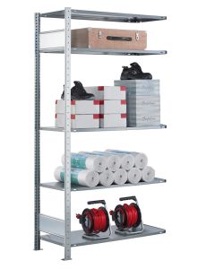 SCHULTE Steckregal, Fachbodenregale Stecksystem, Anbauregal, beidseitig nutzbar, H1800xB1300xT300 mm, 4 Fachböden, Fachlast 85 kg, sendzimirverzinkt