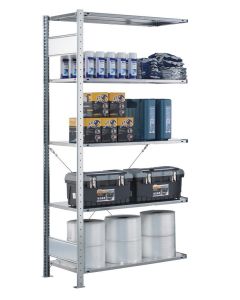 SCHULTE Steckregal, Fachbodenregale Stecksystem, Anbauregal, einseitig nutzbar, H2300xB750xT500 mm, 5 Fachböden, Fachlast 150 kg, sendzimirverzinkt