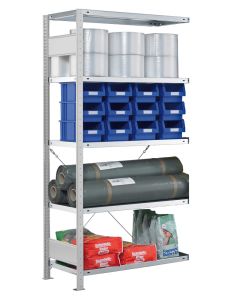 SCHULTE Steckregal, Fachbodenregale Stecksystem, Anbauregal, einseitig nutzbar, H1800xB1000xT1000 mm, 4 Fachböden, Fachlast 250 kg, RAL 7035 lichtgrau