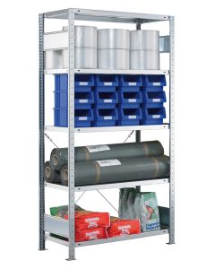 SCHULTE Steckregal, Fachbodenregale Stecksystem, Grundregal, einseitig nutzbar, H2750xB750xT800 mm, 6 Fachböden, Fachlast 250 kg, sendzimirverzinkt