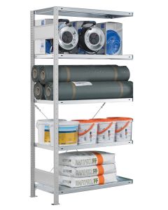 SCHULTE Steckregal, Fachbodenregale Stecksystem, Anbauregal, einseitig nutzbar, H2750xB1000xT400 mm, 6 Fachböden, Fachlast 330 kg, RAL 7035 lichtgrau