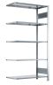 SCHULTE Steckregal, Fachbodenregale Stecksystem, Anbauregal, einseitig nutzbar, H2000xB1000xT500 mm, 5 Fachböden, Fachlast 150 kg, RAL 7035 lichtgrau