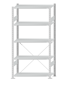 SCHULTE Steckregal, Fachbodenregale Stecksystem, Grundregal, einseitig nutzbar, H2000xB1000xT400 mm, 5 Fachböden, Fachlast 150 kg, RAL 7035 lichtgrau