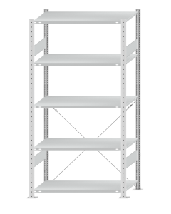 SCHULTE Steckregal, Fachbodenregale Stecksystem, Grundregal, einseitig nutzbar, H2000xB1000xT500 mm, 5 Fachböden, Fachlast 150 kg, RAL 7035 lichtgrau