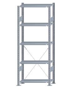 SCHULTE Steckregal, Fachbodenregale Stecksystem, Grundregal, einseitig nutzbar, H2000xB750xT300 mm, 5 Fachböden, Fachlast 85 kg, sendzimirverzinkt