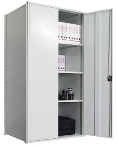 Flügeltürschrank, Grundregal, H2000xB1000xT800 mm, verzinkt/ RAL 7035 lichtgrau