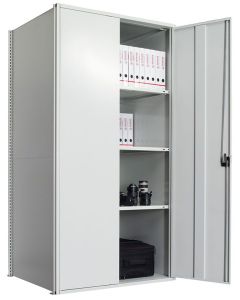 Flügeltürschrank, Anbauregal, H2000xB1000xT600 mm, verzinkt/ RAL 7035 lichtgrau