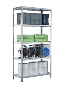 SCHULTE Schraubregal - Fachbodenregale Schraubsystem, Grundregal, beidseitig nutzbar, H2500xB750xT800 mm, 6 Fachböden, Fachlast 250 kg, RAL 7035 lichtgrau