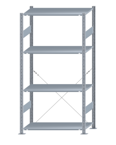 SCHULTE Steckregal, MULTIplus-Set, Grundregal, einseitig nutzbar, H2000xB1000xT500 mm, 4 Fachböden, Fachlast 150 kg, sendzimirverzinkt