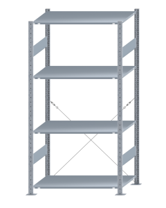 SCHULTE Steckregal, Fachbodenregale Stecksystem, Grundregal, einseitig nutzbar, H2000xB1000xT600 mm, 4 Fachböden, Fachlast 150 kg, sendzimirverzinkt